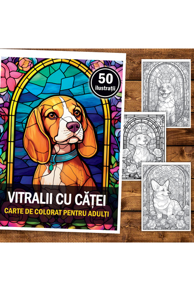 Legendary Gifts Книга за рисуване, 50 илюстрации, Витраж с кучета