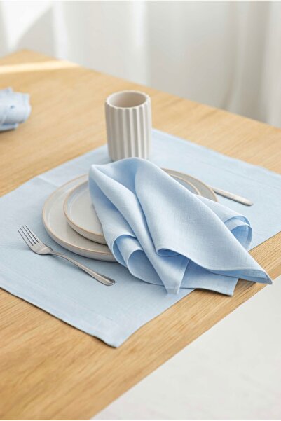 Linen Mood Premier Bebe Mavisi 6’lı Panama Keteni Amerikan Servis 35 X 45cm