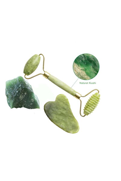 buz Electric jade facial roller – anti-wrinkle, anti-dark circles, lifting, green, 145 mm