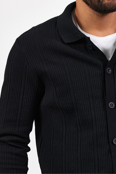 İLKCET MODA Ανδρική ζακέτα με γιακά πουκάμισο oversized