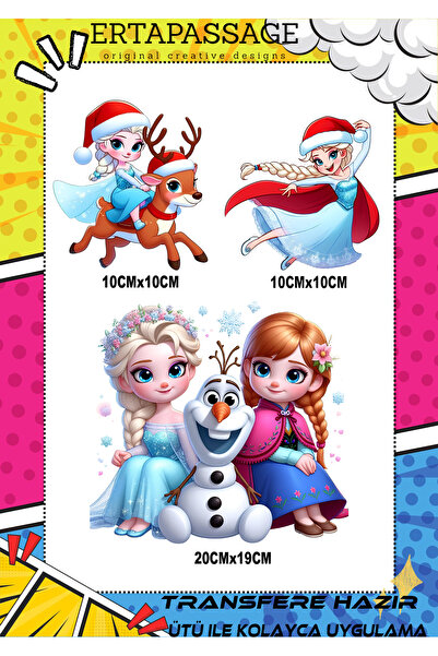 ErTaPassage Elsa Yılbaşı Noel Transfer Baskı – Ütüyle Yapışan – Tişört İçin K...