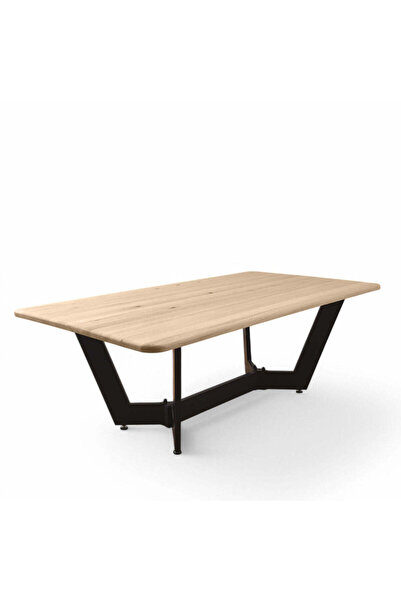 buz Coffee table with solid linden wood top, metal leg, Hera, 135 x 72 x 47 cm