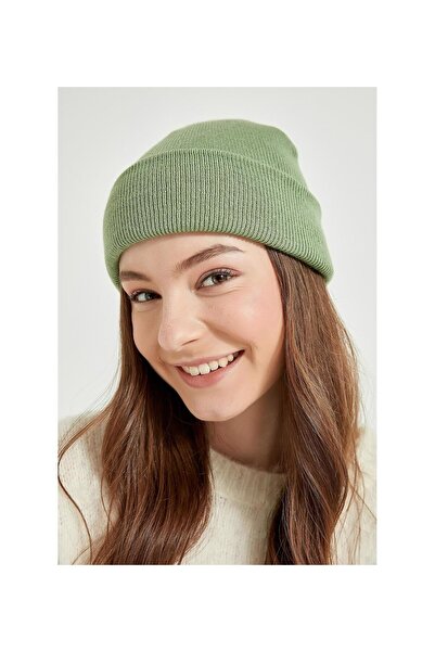 eleven market Folded Basic Knit Beanie Çağla Green Beanie