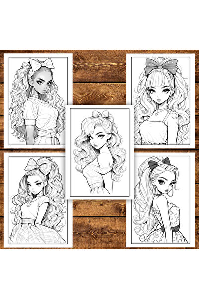 Legendary Gifts Coloring book, 50 illustrations, Anime Barbie Girls - Volume I