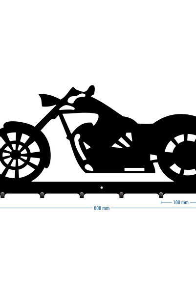 buz Suport metalic de perete, stil motocicletă, negru (60 x 29 cm)