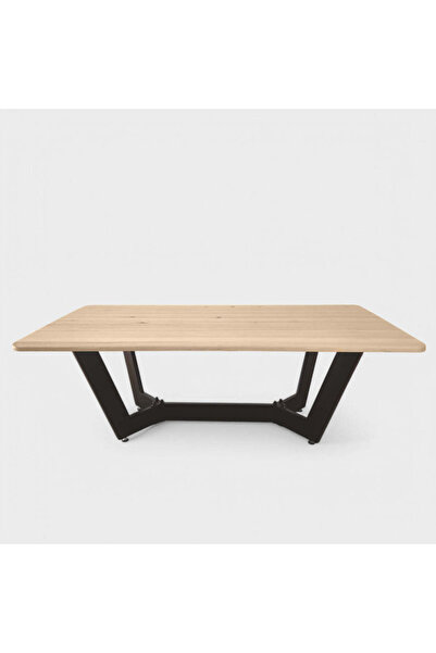 buz Coffee table with solid linden wood top, metal leg, Hera, 135 x 72 x 47 cm