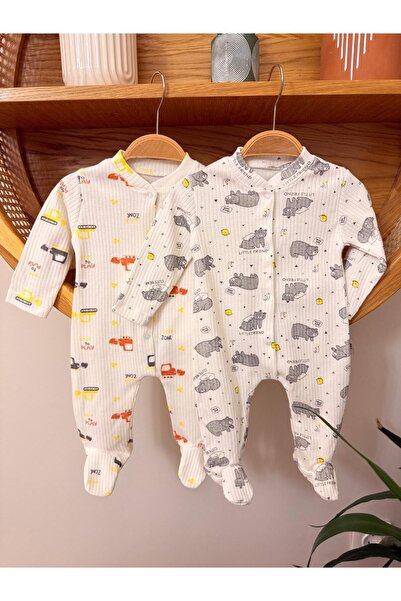 VANİLLİA Organic 100% Cotton Printed Piece Romper Set Newborn Set 0-3/3-6 Months