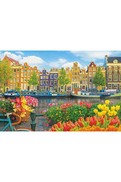 begovart أمستردام نهر هولندا، رسم زهور التوليب الصفراء والحمراء، 1000 قطعة، ل...