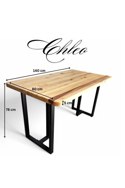 buz Solid wood table with metal legs, Chleo, 140 x 80 x 78 cm