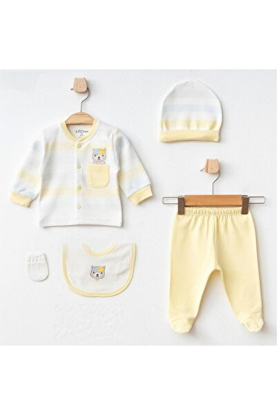 Aziz Bebe 100% Cotton Baby Boy 5-Piece Hospital Release Yellow Azz.Sri.5341