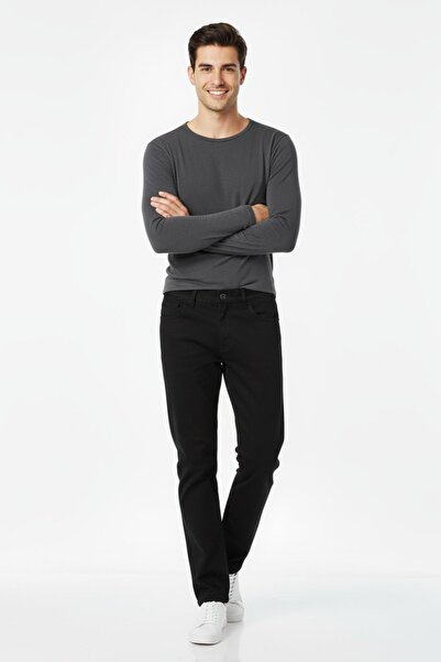 BAGLAN Men's Black Canvas Stretch Fabric Pants Bgl-St04890