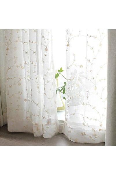 Freyamy Perdele transparente albe cu model floral 150x180 cm