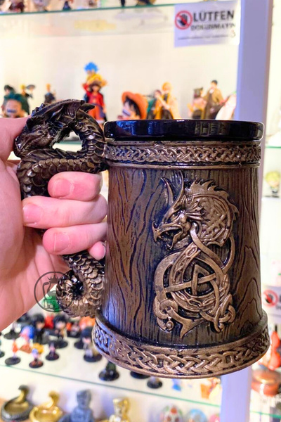 Kingdom of 3D Ejderha Fıçı El Boyaması Seramik & Polyester Kupa