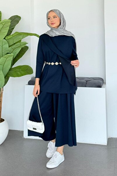 Hazamoda بدلة بيونسيه القطنية باللون الأزرق الداكن