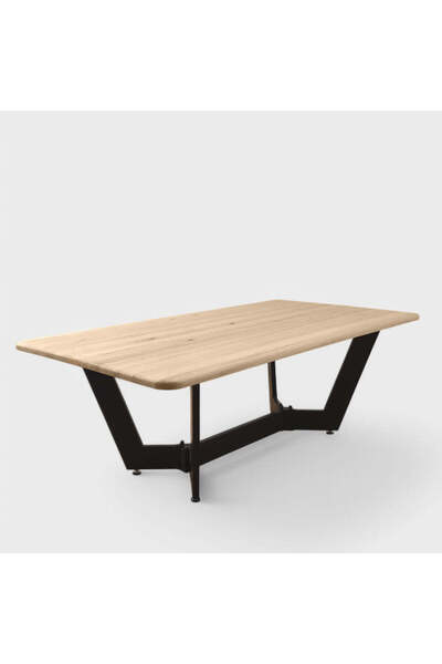 buz Coffee table with solid linden wood top, metal leg, Hera, 135 x 72 x 47 cm