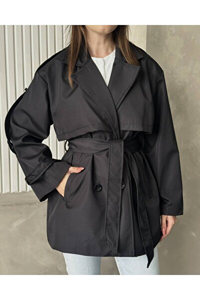 moda çağdaş Κοντή καμπαρντίνα με κάλυμμα από τον άνεμο