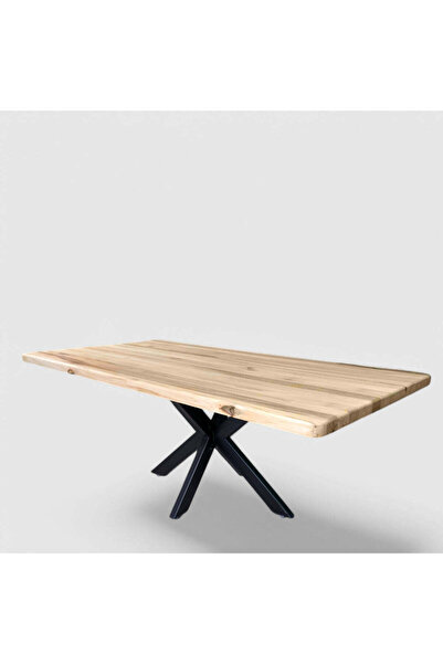 buz Solid linden wood table with metal legs, Spider, 200 x 95 x 78 cm