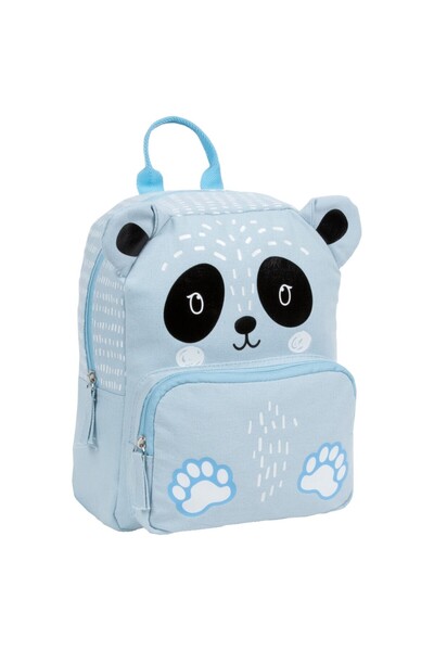 Derform Canvas Panda Preschool Backpack, 29 x 23 x 14 cm, black/blue, PLC 11 PD