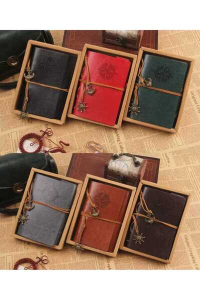 mr shopping Mr Sailor Compass Printed Leather Notebook 15X10 cm Size Pocket Size Notepad Gift Special Design