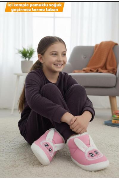 MARKABONİ Меки розови зимни пантофки с фигурка на момиче, памучна подплата, з...