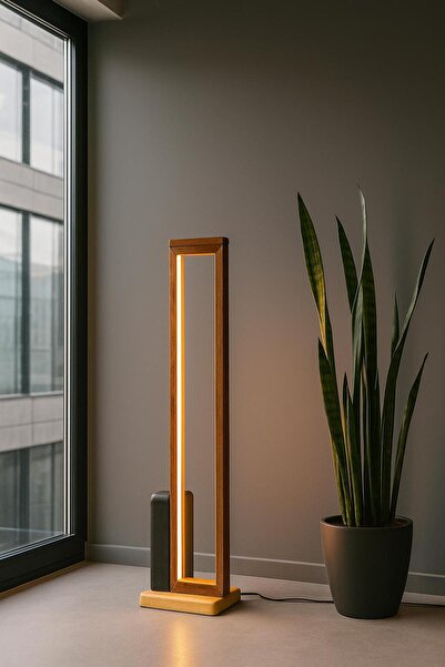 AZM DESİGN Ayaklı Ahşap Lamba (Abajur) Vesta