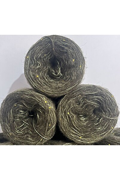 İPEK YÜN İPLİK DÜNYASI Moher Örgü İpi (Haki) Pullu İp Karışım 100gr