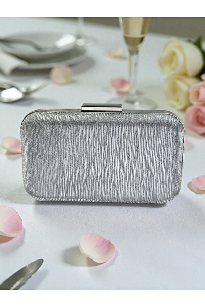 Biçanta Geantă de seară cu model cu dungi cu laser argintiu, portofoliu pentr...