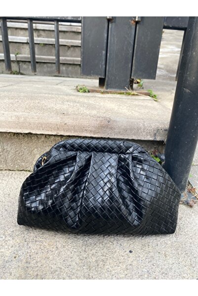 rofo Örgü Dokulu Orta Boy Yumuşak Pouch Clutch El Ve Omuz Kadın Çantası