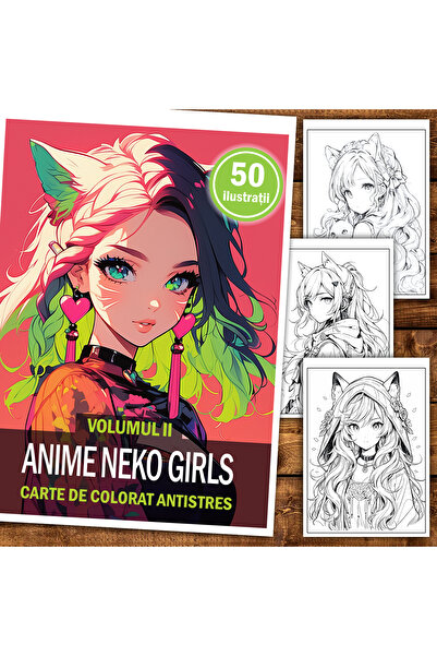 Legendary Gifts Carte de pictură, 50 de ilustrații, Anime Neko Girls - Volumu...