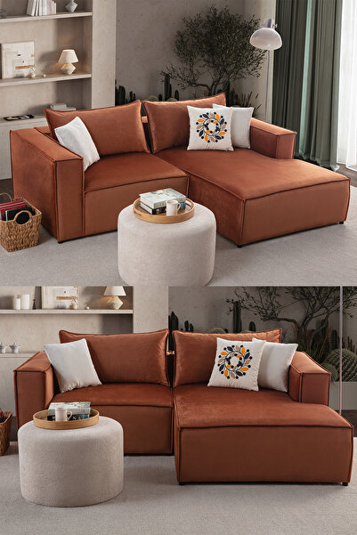 EDSY HOME Arven Köşe Koltuk Takımı Kiremit