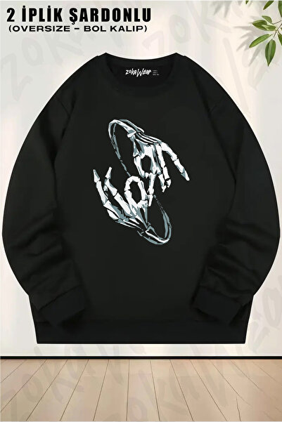 ZOKAWEAR Unisex Oversized Korn Hands Logo Rock Metal Design cu imprimeu guler...