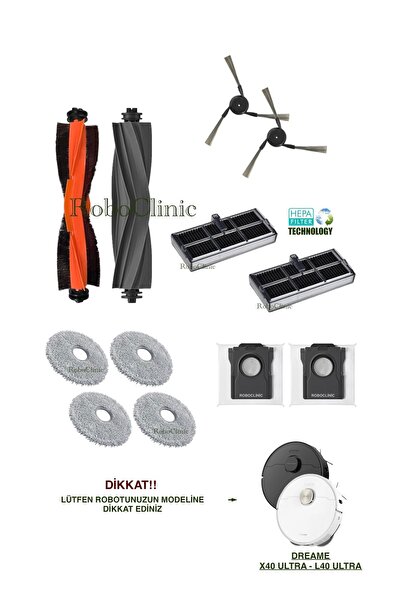 Roboclinic Dreame X40 Ultra L40 Ultra Robot Süpürge Uyumlu Yedek Kauçuk Kıl F...
