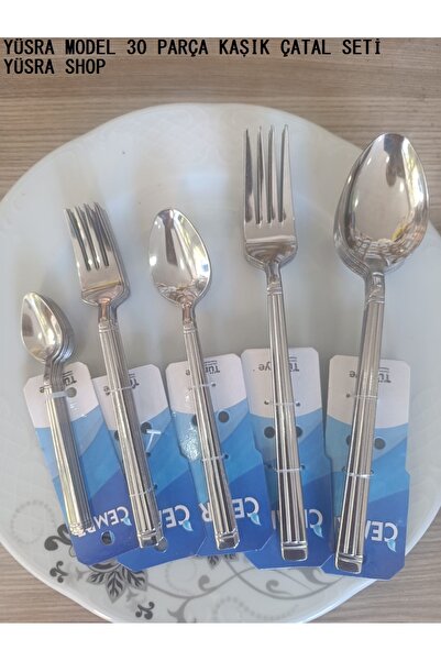 Yüsra Shop 30 Parça Yüsra Model Kaşık Seti Günlük Kullanıma Uygundur (paslanm...