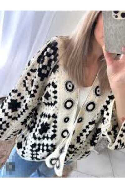 aytenli Motif Figürlü Örme Etnik S XL Is a Standard Size Compatible with the Size Modern Cardigan
