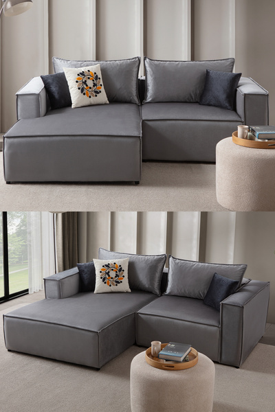EDSY HOME Arven Köşe Koltuk Takımı Gri