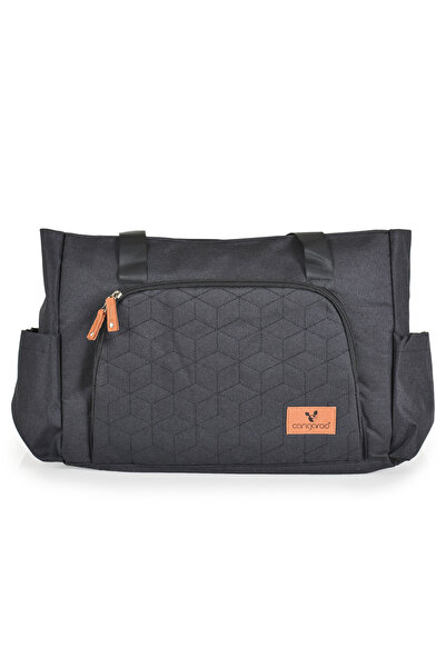 Cangaroo Geantă cărucior cu saltea de înfășat Keily Negru, buzunare multiple și bretele reglabile