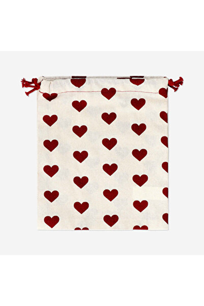 Flying Tiger Copenhagen 2'li Kırmızı Kalpli Kumaş Hediye Çantası