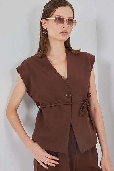 Hiccup Комплект от блуза с V-образно деколте и копчета и панталони с широки крачоли BDART