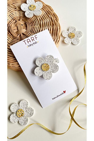 TARF Glitter Beyaz Simli Figürlü Klips Toka