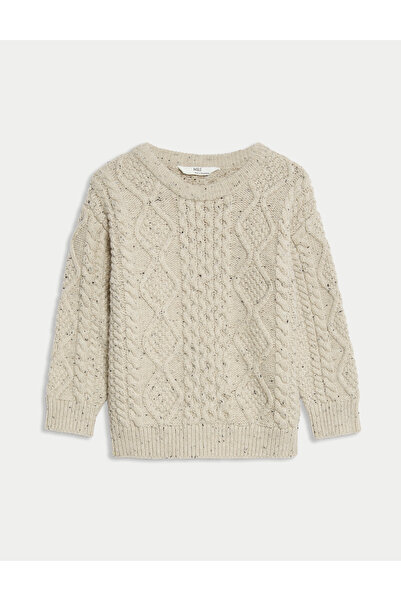 Marks & Spencer Pamuk Karışımlı Örgü Desenli Kazak (2–8 Yaş)