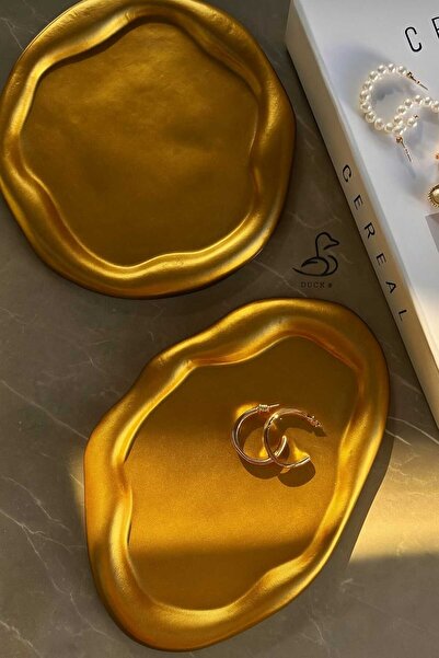 rakaymu Ασύμμετρο Σετ Χρυσών Διακοσμητικών Πιάτων