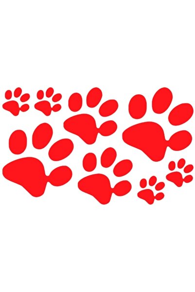 Oracal Set of 8 paw stickers, red
