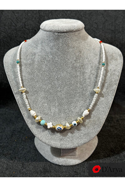 Darya Dd548 Sea Shell Evil Eye Beaded Necklace
