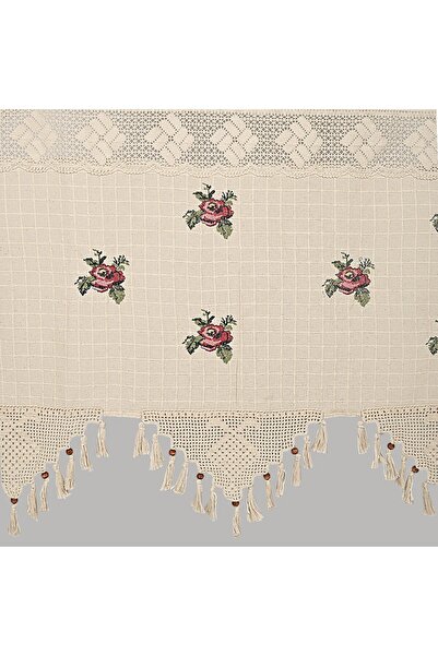 Buldan Tekstil Curtain, Buldan, cotton and linen, embroidered, with tassels, Roses