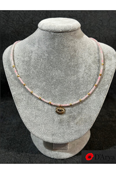 Darya Dd556 Pink Beaded Gold Eye Necklace