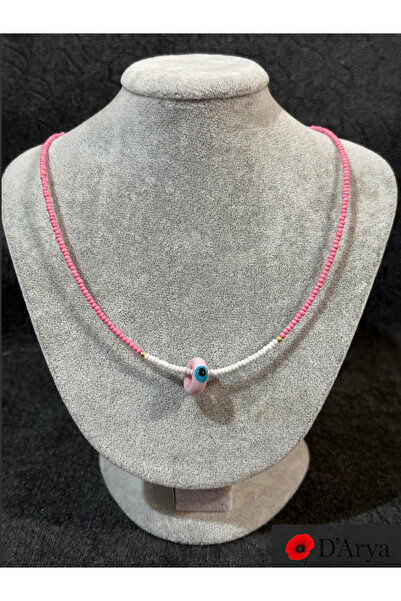Darya Dd552 Pink Evil Eye Beaded Necklace