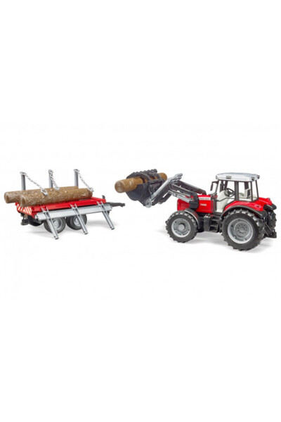 Bruder Massey Ferguson tractor with front loader and trailer, 02046