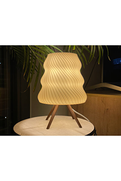 Rekatech Kıvrım Desenli Modern Abajur - 1.5M Kablo Açma/Kapama Anahtarlı Lamba