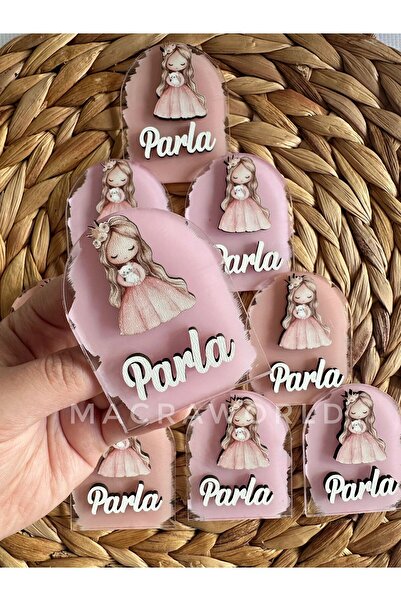 macra world PRENSES TEMALI ANAHTARLIK / MAGNET / Bebek / Çocuk Doğum Günü Hed...