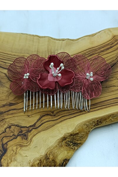 renaitre art Cataramă cu design roșu strălucitor, cataramă de mireasă, cataramă pentru ocazii speciale, cataramă pentru coc